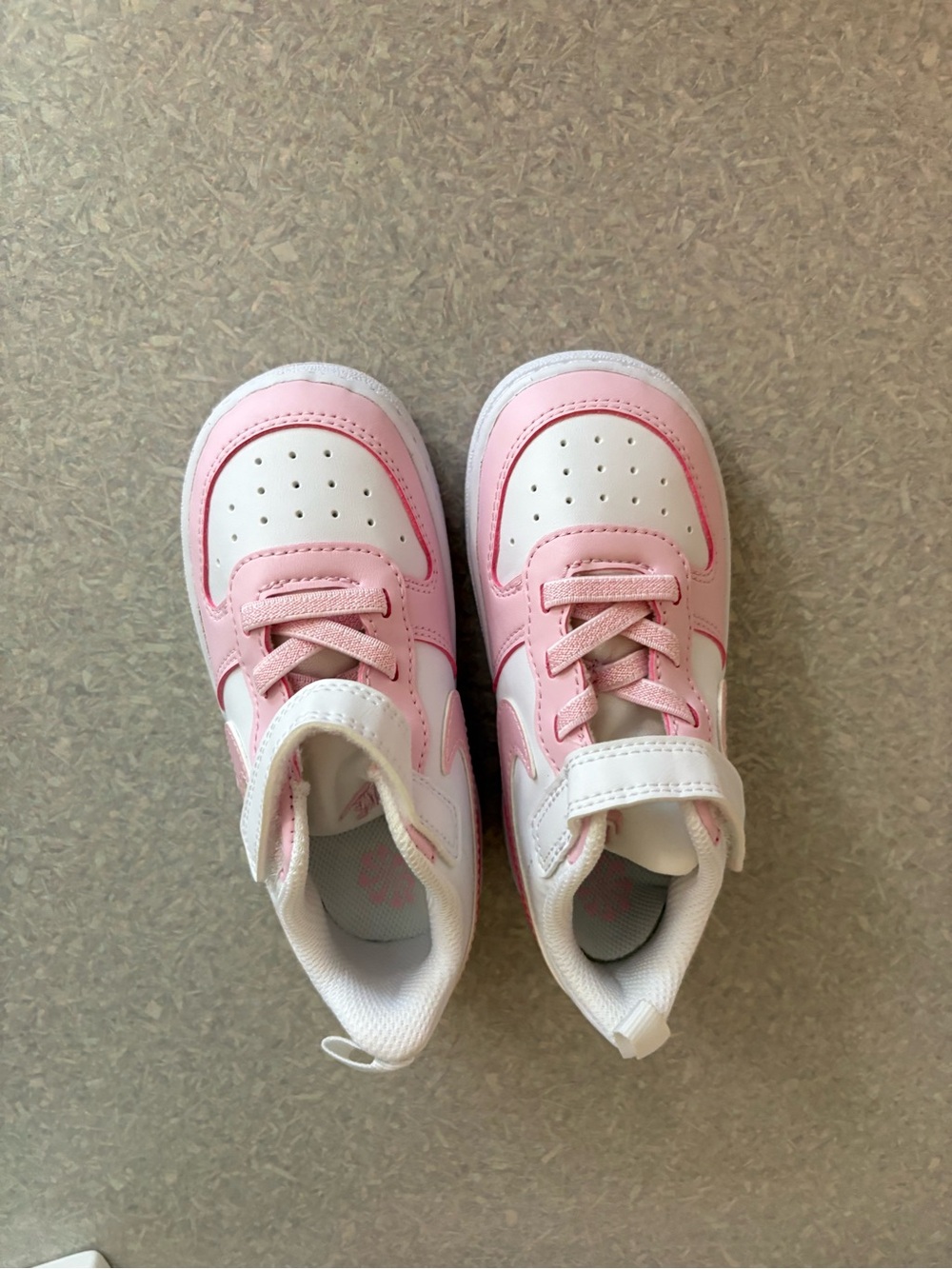Nike Kids Pink and White Velcro Sneakers